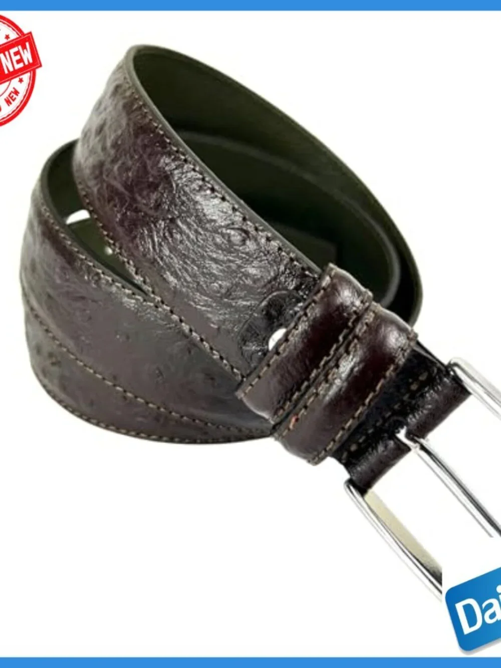 Italian Ostrich Leather Belt for Men, Dress Style, 44